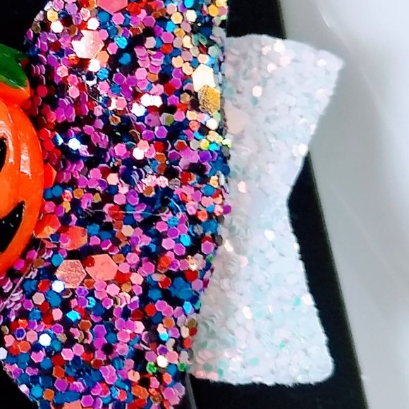 3 for $15 Halloween Glitter Hair Bows Jack o'lantern - Picture 3 of 4